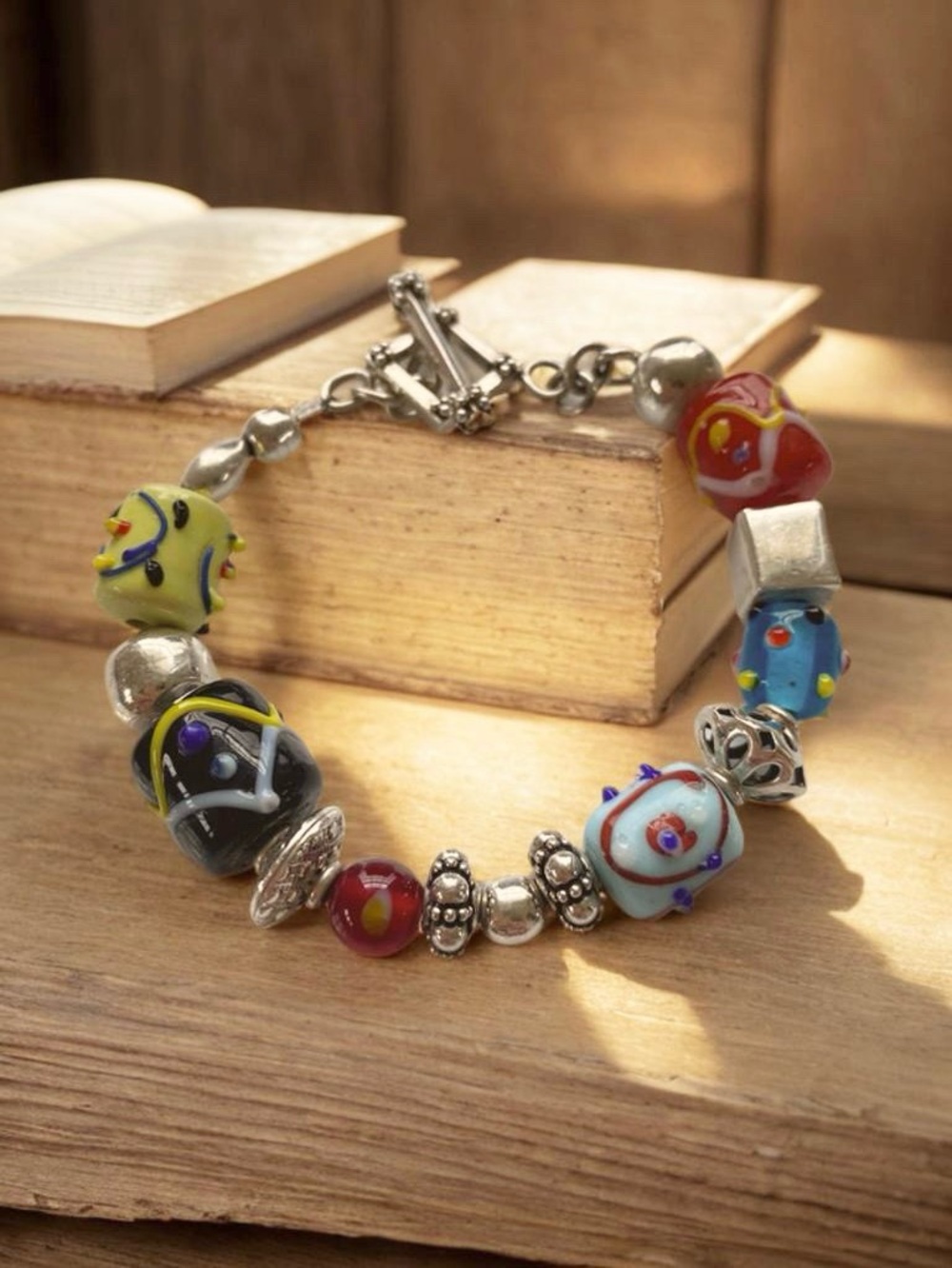 Silpada Colorful Glass Bead Bracelet with Sterling Silver Accents B0871